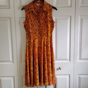 Nanette Lepore shirt dress sleeveless pin tuk floral pleated size 4 good conditi